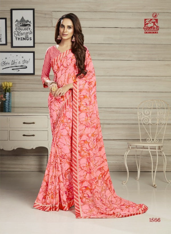 Vishal All Time Hit Vs-1566 Georgette Pink Saree