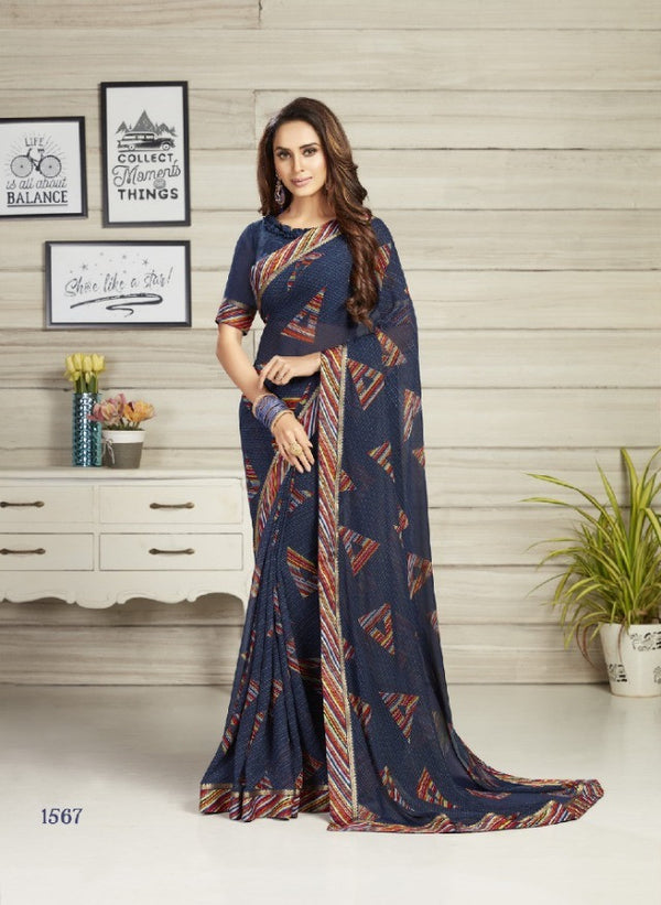 Vishal All Time Hit Vs-1567 Georgette Blue Saree