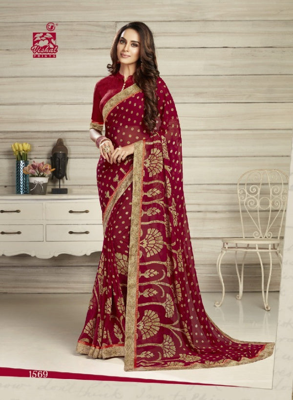 Vishal All Time Hit Vs-1569 Georgette Red Saree