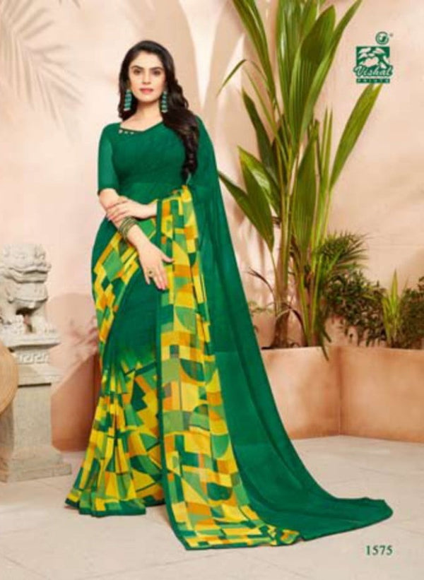 Vishal All Time Hit Vs-1575 Georgette Green Saree