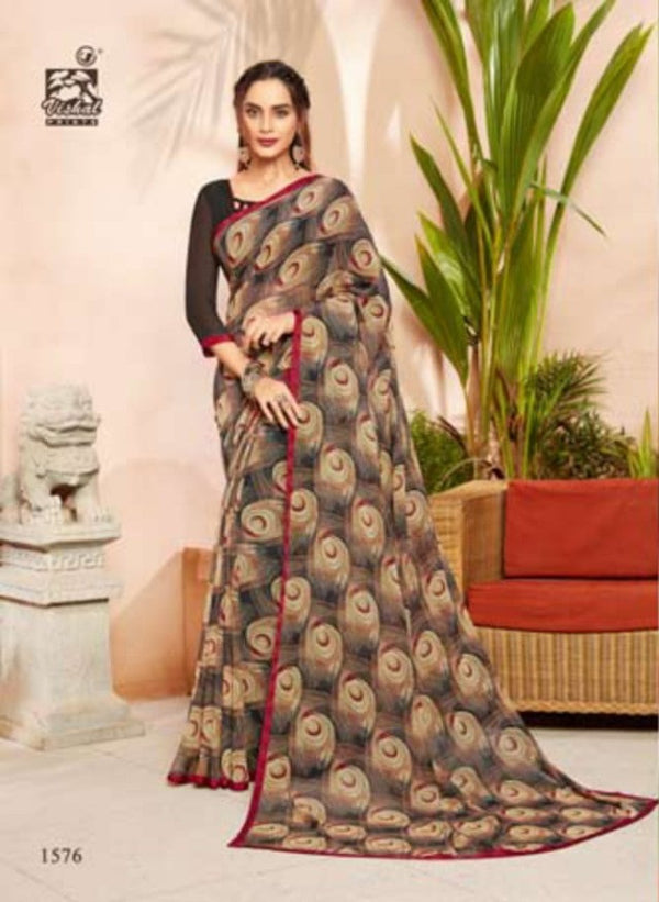 Vishal All Time Hit Vs-1576 Georgette Brown Saree