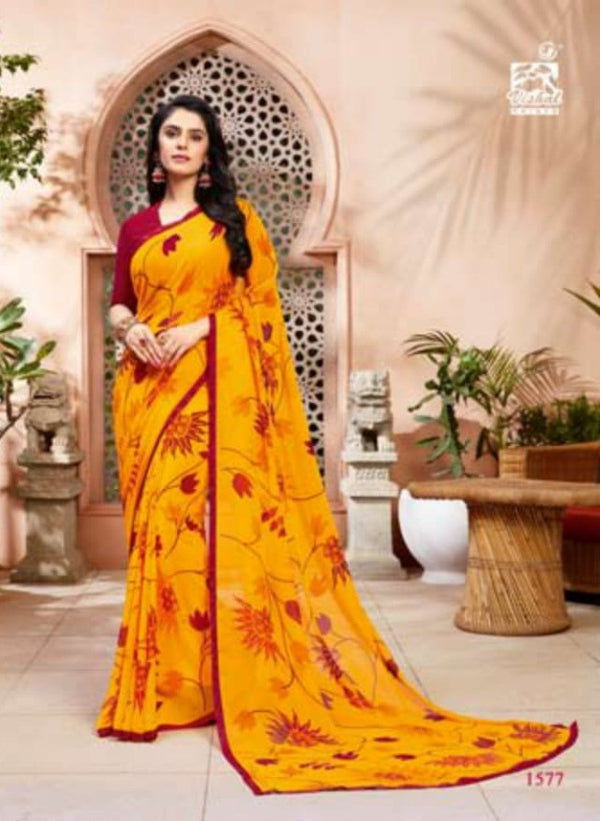 Vishal All Time Hit Vs-1577 Georgette Yellow Saree