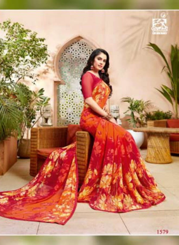 Vishal All Time Hit Vs-1579 Georgette Red Saree