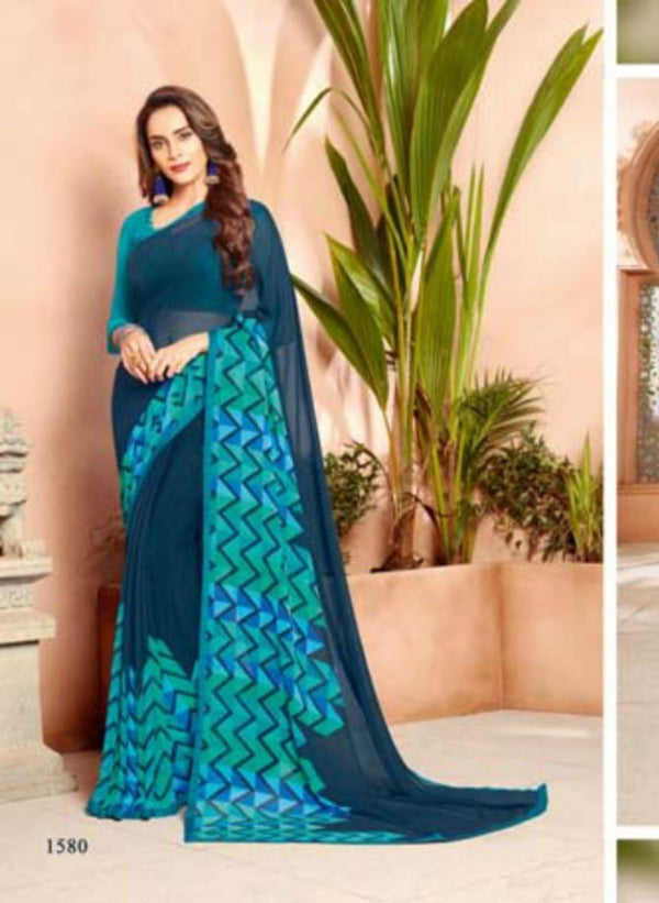 Vishal All Time Hit Vs-1580 Georgette Blue Saree