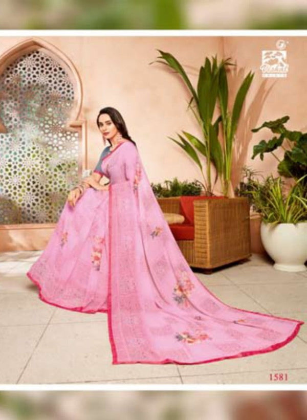 Vishal All Time Hit Vs-1581 Georgette Pink Saree