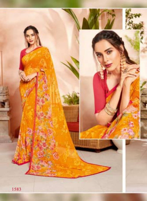 Vishal All Time Hit Vs-1583 Georgette Orange Saree