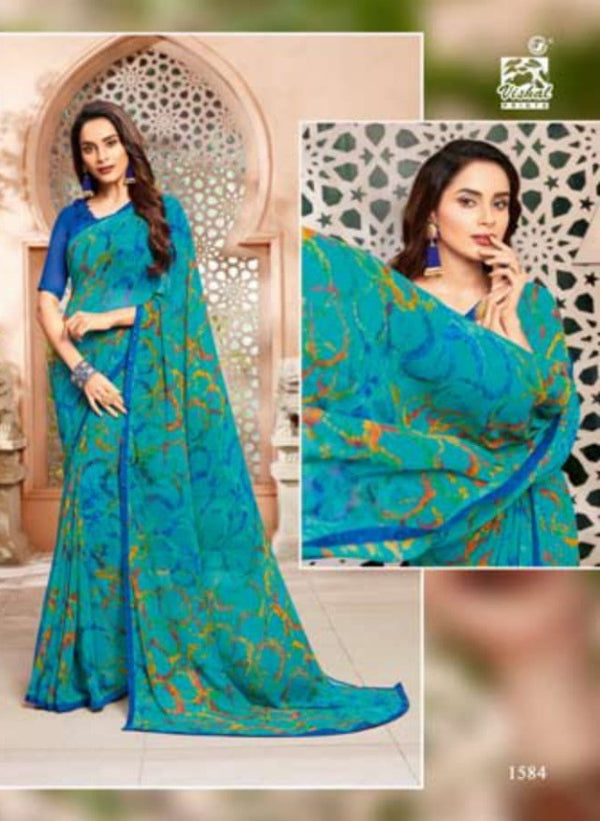 Vishal All Time Hit Vs-1584 Georgette Blue Saree