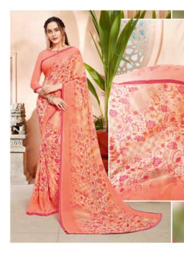 Vishal All Time Hit Vs-1585 Georgette Pink Saree