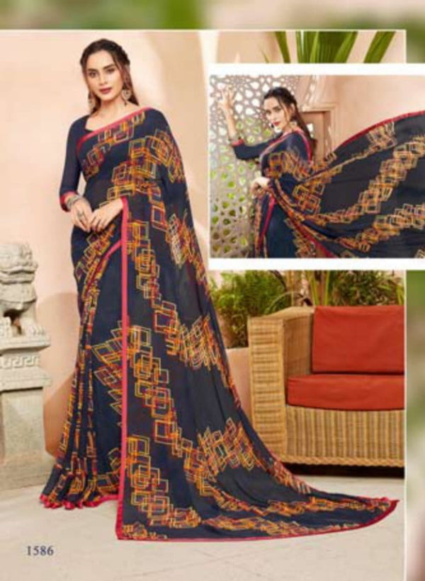 Vishal All Time Hit Vs-1586 Georgette Blue Saree