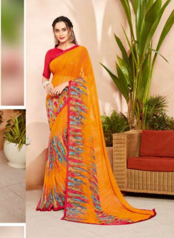 Vishal All Time Hit Vs-1589 Georgette Orange Saree