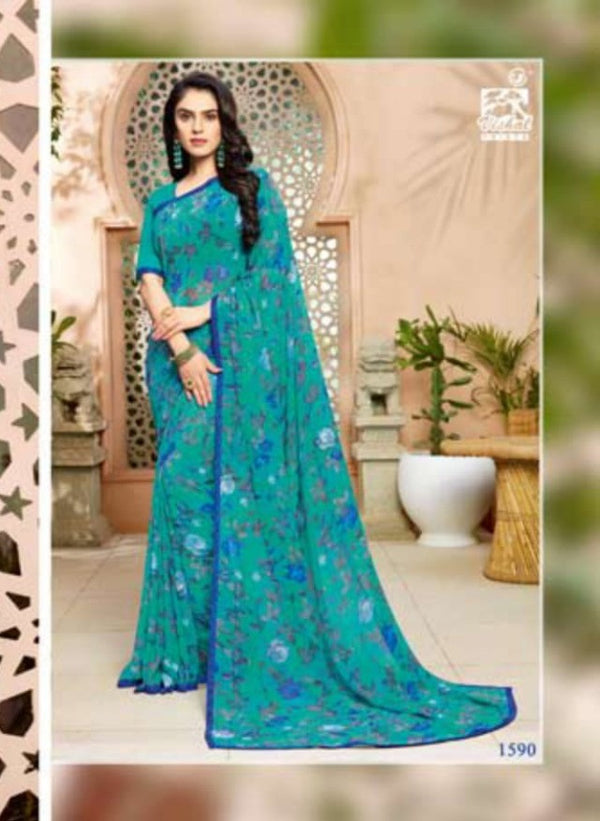 Vishal All Time Hit Vs-1590 Georgette Blue Saree