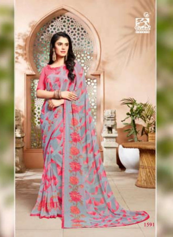 Vishal All Time Hit Vs-1591 Georgette Grey Saree