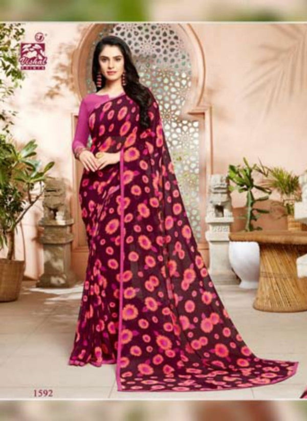 Vishal All Time Hit Vs-1592 Georgette Purple Saree