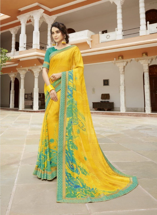 Vishal All Time Hit Vs-1746 Chiffon Yellow Saree