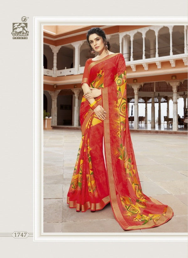 Vishal All Time Hit Vs-1747 Chiffon Red Saree