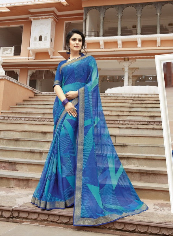 Vishal All Time Hit Vs-1752 Chiffon Blue Saree