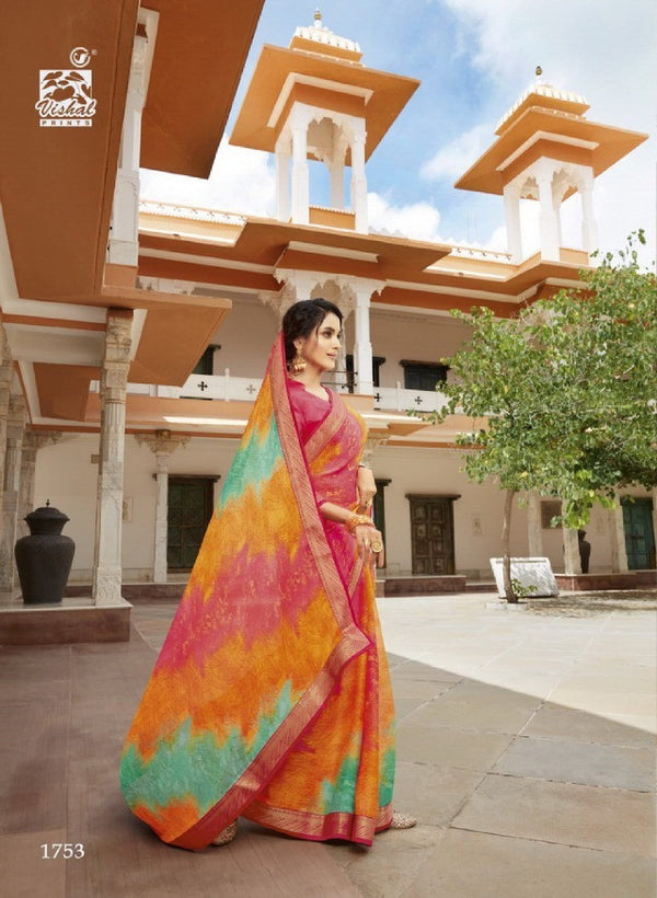 Vishal All Time Hit Vs-1753 Chiffon Multicolor Saree