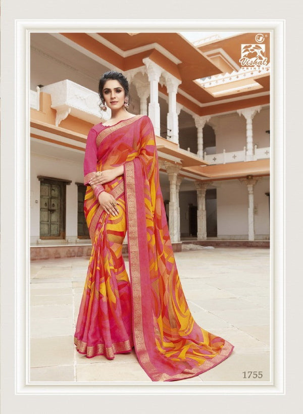 Vishal All Time Hit Vs-1755 Chiffon Pink Saree