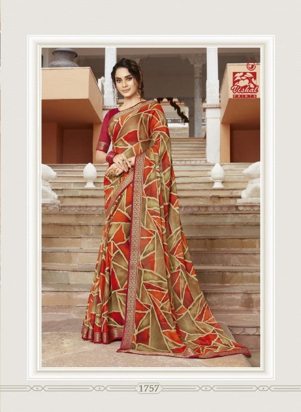 Vishal All Time Hit Vs-1757 Chiffon Brown Saree