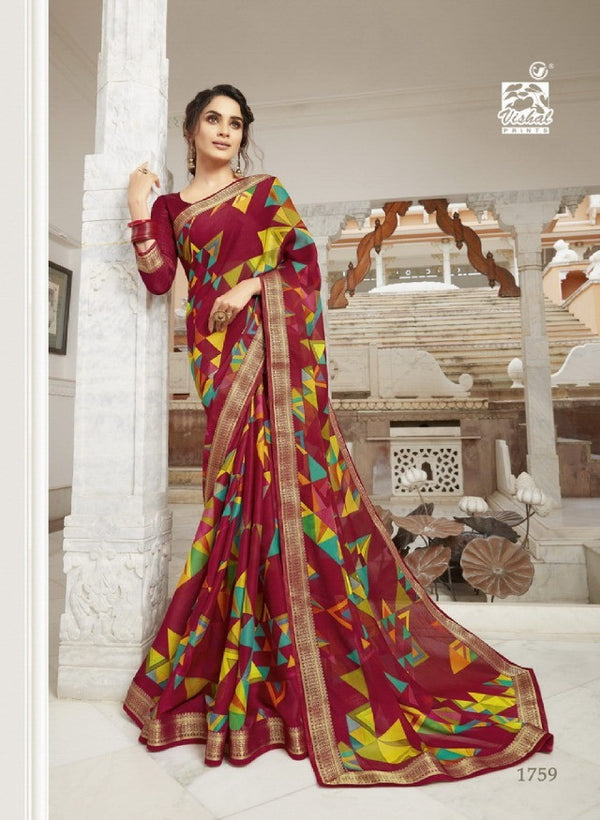 Vishal All Time Hit Vs-1759 Chiffon Maroon Saree