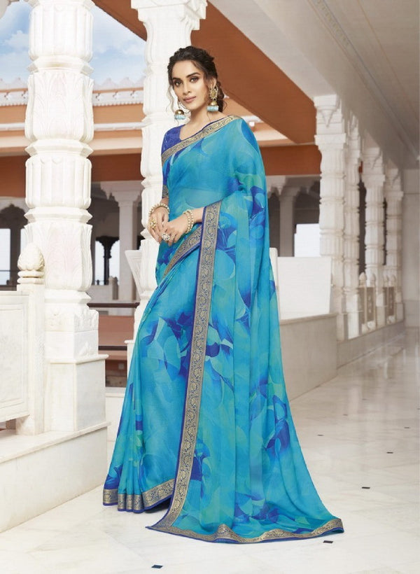 Vishal All Time Hit Vs-1762 Chiffon Blue Saree