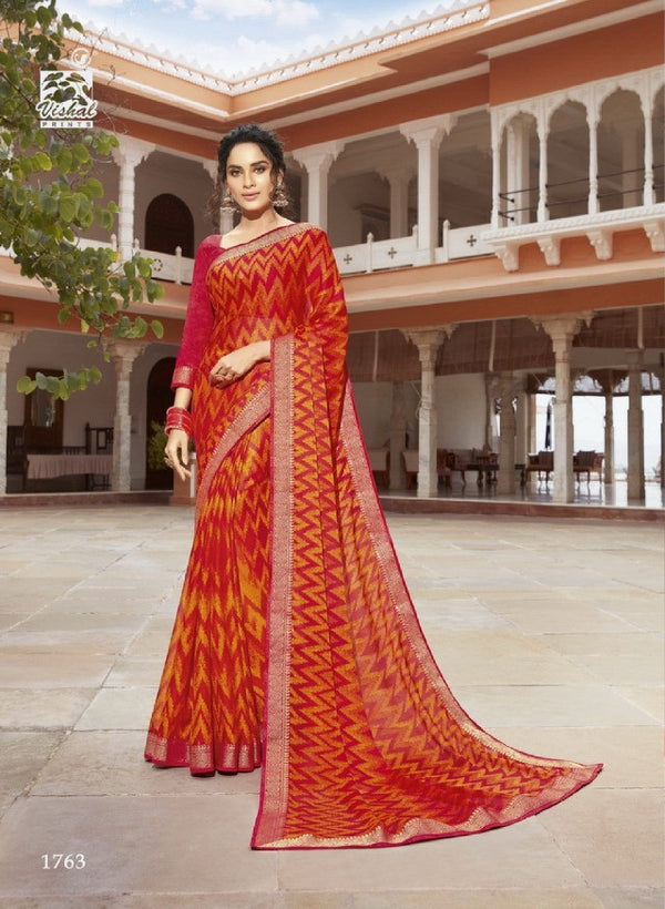 Vishal All Time Hit Vs-1763 Chiffon Red Saree