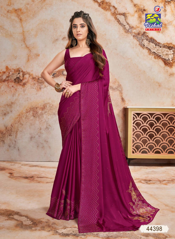 Vishal D'Amore Vs-44398 Satin Silk Purple Saree