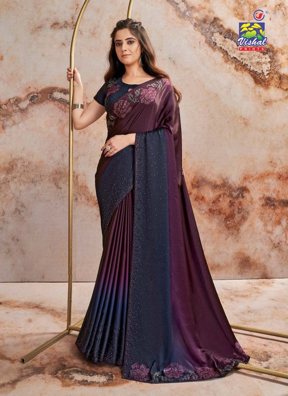 Vishal D'Amore Vs-44400 Satin Silk Purple Saree