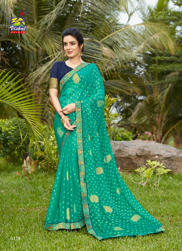 Vishal All Time Hit Vs-3178 Brasso Green Saree