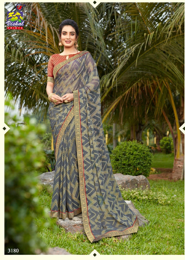 Vishal All Time Hit Vs-3180 Brasso Grey Saree