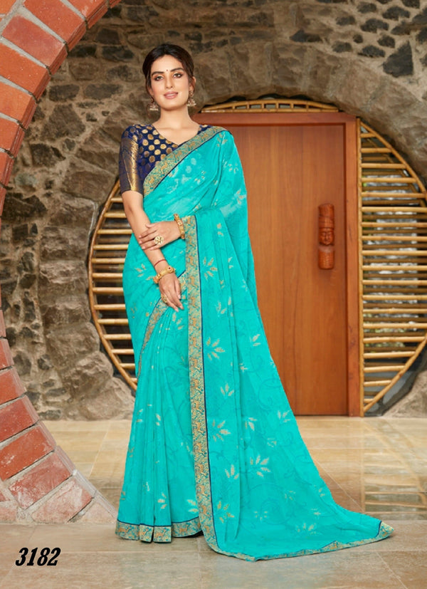 Vishal All Time Hit Vs-3182 Brasso Blue Saree