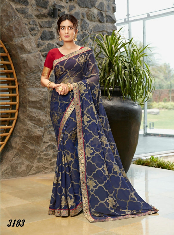 Vishal All Time Hit Vs-3183 Brasso Blue Saree