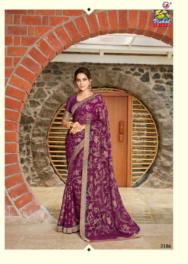 Vishal All Time Hit Vs-3186 Brasso Purple Saree