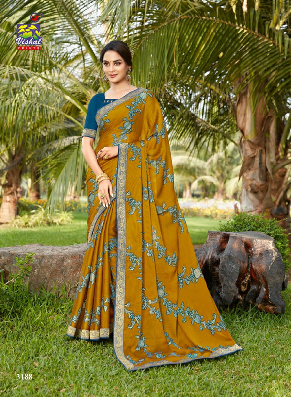 Vishal All Time Hit Vs-3188 Brasso Yellow Saree