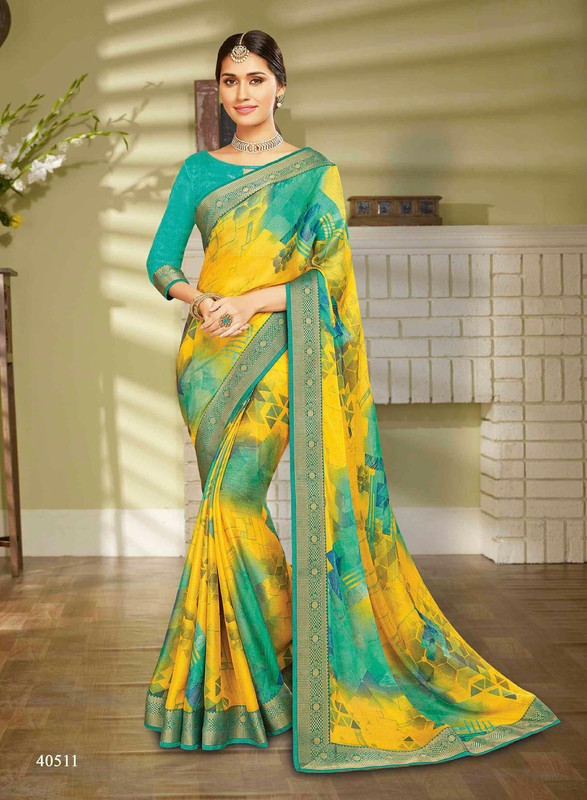 Vishal Katrina Vs-40511 Georgette Yellow Saree