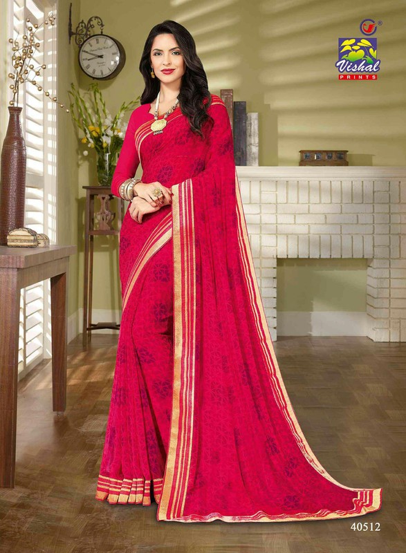 Vishal Katrina Vs-40512 Georgette Pink Saree