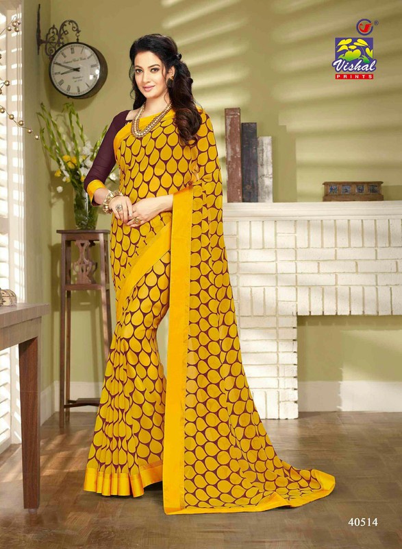 Vishal Katrina Vs-40514 Georgette Yellow Saree