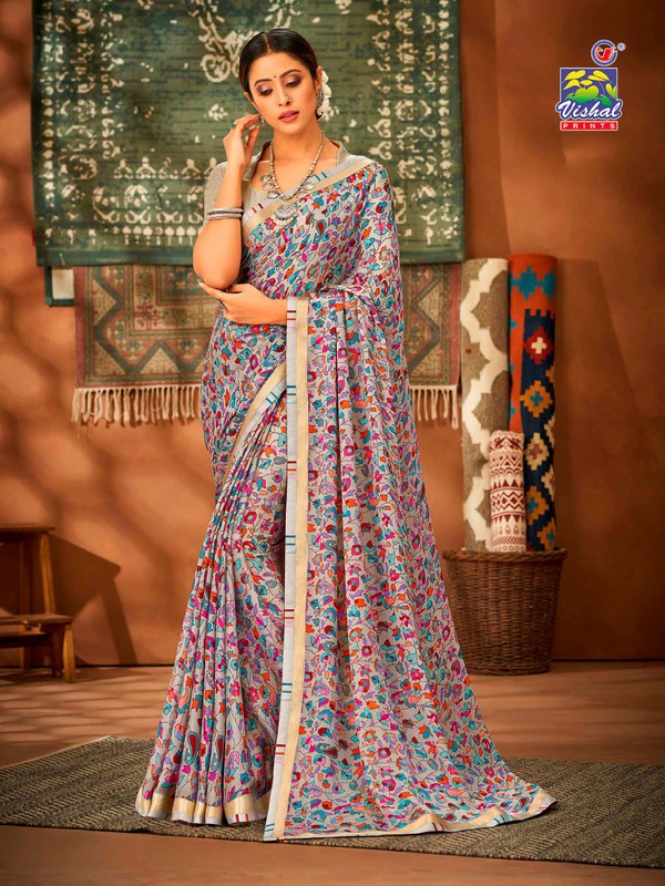 Vishal Kit-Kat Vs-1011 Chiffon Grey Saree