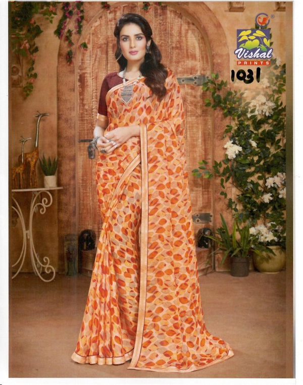 Vishal Kit-Kat Vs-1031 Chiffon Peach Saree