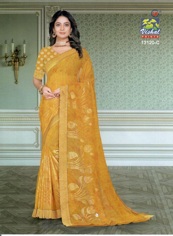 Vishal Manya Vs-13120-C Georgette Yellow Saree