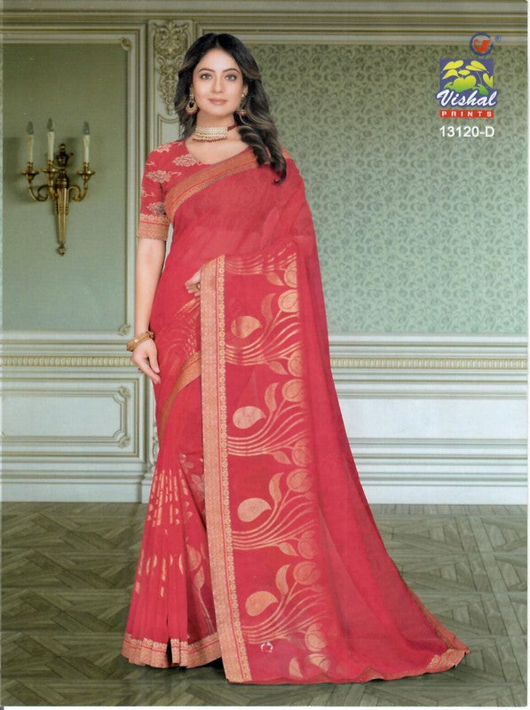 Vishal Manya Vs-13120-D Georgette Pink Saree