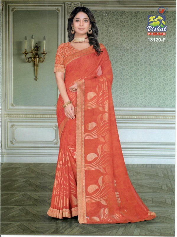 Vishal Manya Vs-13120-F Georgette Orange Saree