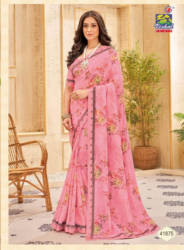 Vishal Mukti Vs-41875 Georgette Pink Saree