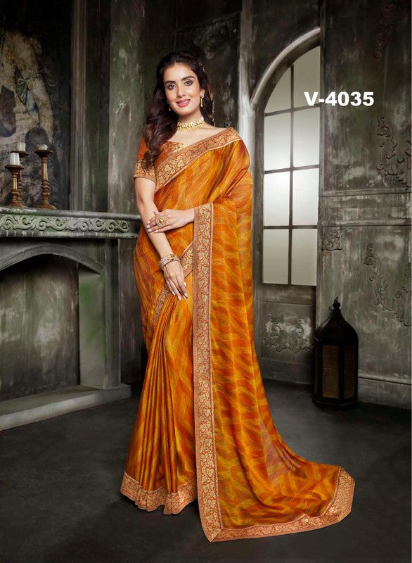 Vishal All Time Hit Vs-4035 Silk Georgette Orange Saree