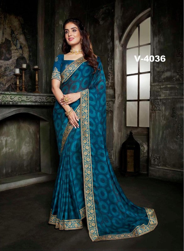 Vishal All Time Hit Vs-4036 Silk Georgette Blue Saree