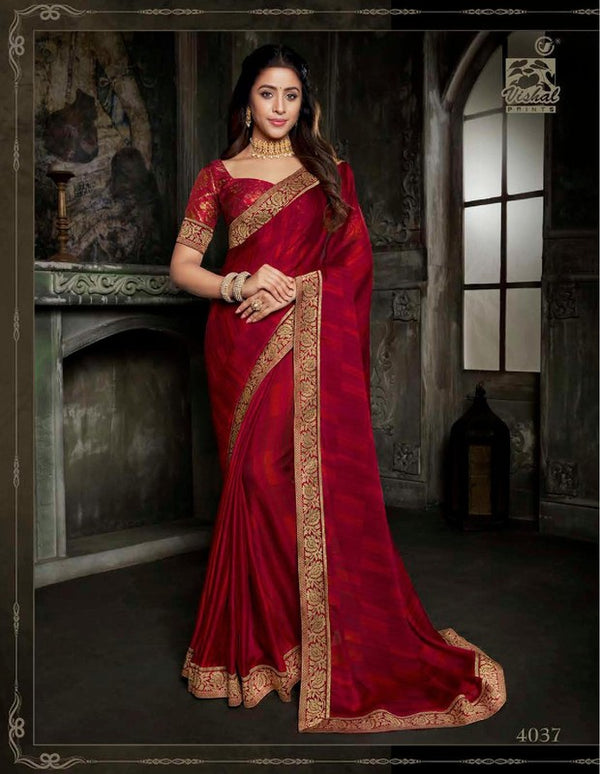 Vishal All Time Hit Vs-4037 Silk Georgette Maroon Saree