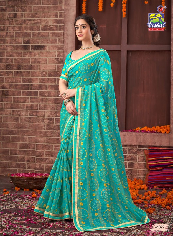 Vishal Pushpa Vs-41827 Chiffon Blue Saree