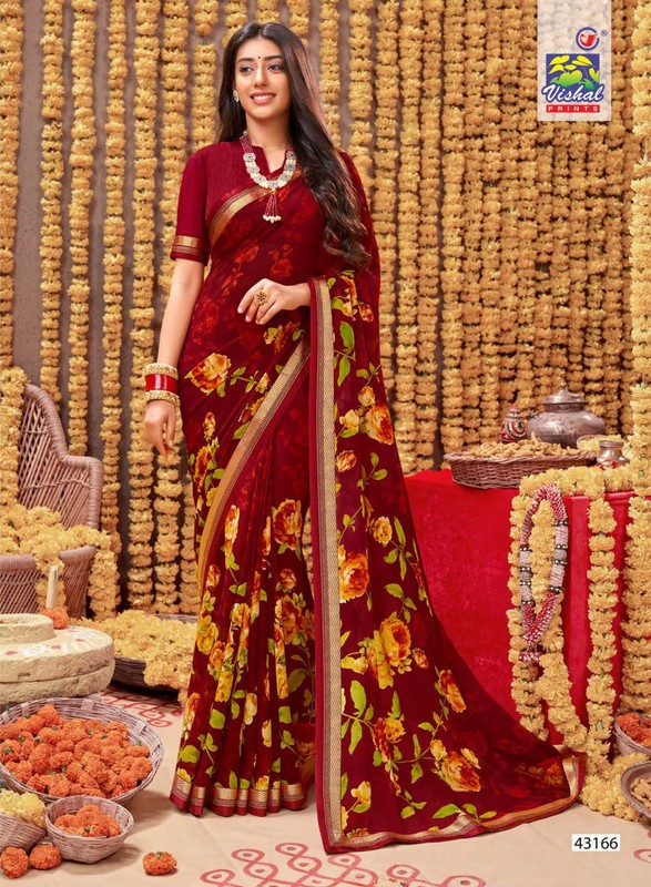 Vishal Rang Barse-V3 Vs-43166 Georgette Maroon Saree