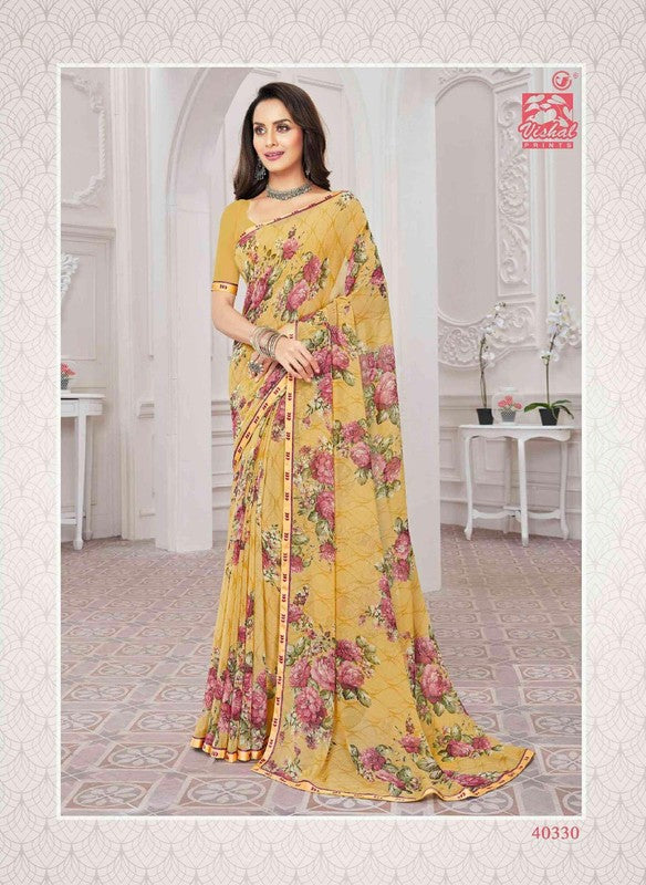 Vishal Rutvi Vs-40330 Georgette Yellow Saree