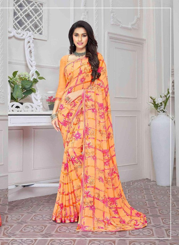 Vishal Rutvi Vs-40332 Georgette Orange Saree